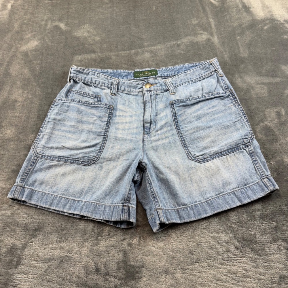 Lauren Ralph Lauren Denim Utility Shorts Light Wash Blue Cotton Size 10